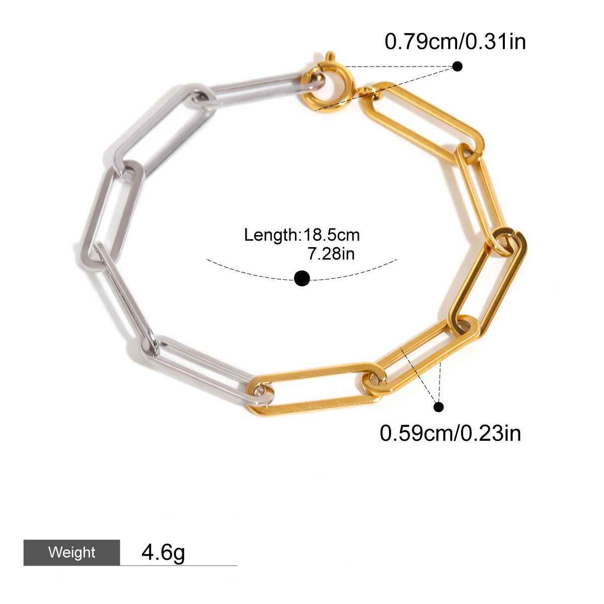 18K Gold Circular Chain With Gold And Silver Color Contrasting Design - Damned Threads